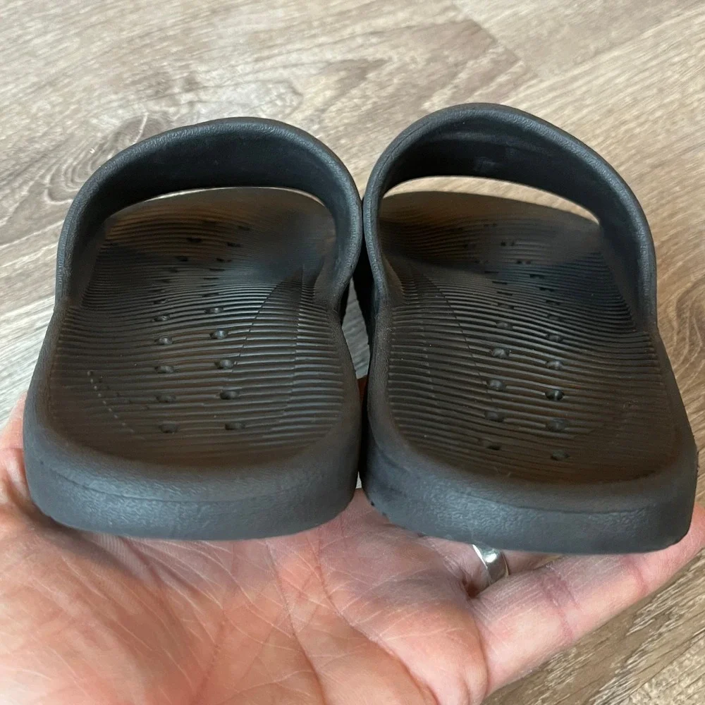 Nike Kawa Shower Slides Black‎ White Logo Sandals Youth 3 C